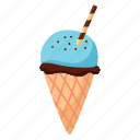 ice, cream, blue, ice cream, cone, dessert, sweet, cake