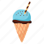 ice, cream, blue, ice cream, cone, dessert, sweet, cake 
