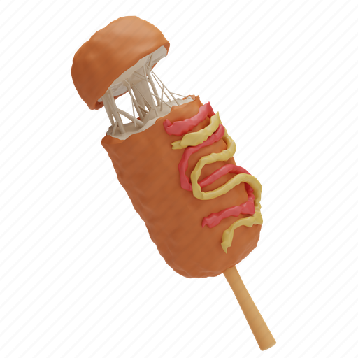 Corndog, food, restaurant, meal, drink, lunch, snack 3D illustration - Download on Iconfinder