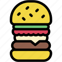 burger, junk, food, meat, cheese, and, restaurant