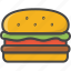 fast, filled, food, hamburger, outline 