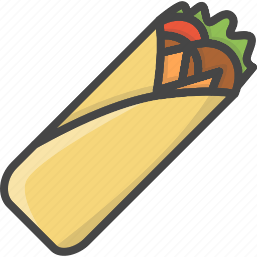 Filled, food, kebab, meat, outline, roll, shaurma icon - Download on Iconfinder