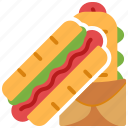 hotdog, sausage, bread, sandwich, grilled