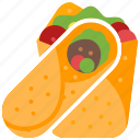 burrito, mexican, salad, tomato, wrap