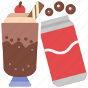 ice, cream, float, coke, cola, beer, can