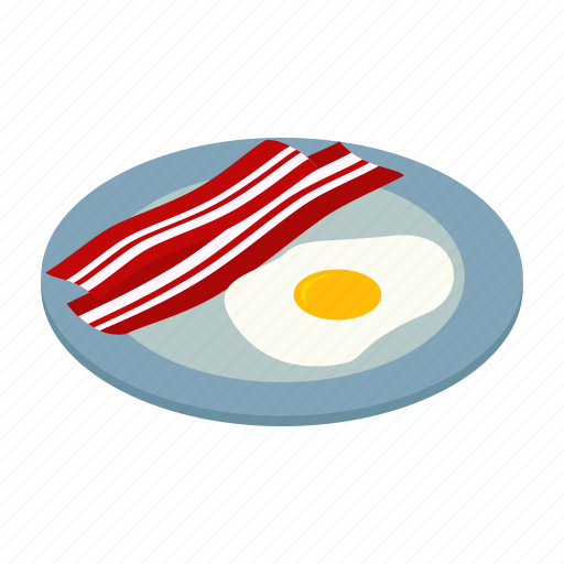 Bacon, breakfast, egg, fried, isometric, meal, yolk icon - Download on Iconfinder