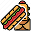 hotdog, sausage, bread, sandwich, grilled