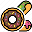 donut, doughnut, sweet, cream, bakery