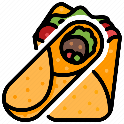 Burrito, mexican, salad, tomato, wrap icon - Download on Iconfinder