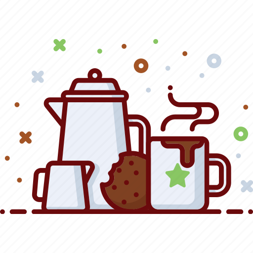 Coffee, cookie, cup, hot, milk, morning, pot icon - Download on Iconfinder