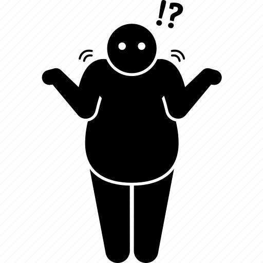 Fat, obese, obesity, man, confused, question, overweight icon - Download on Iconfinder