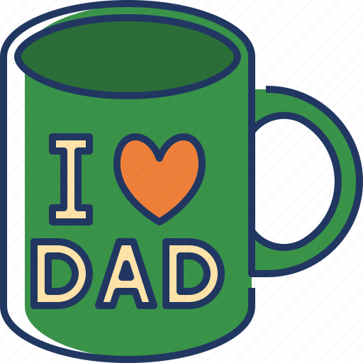 Mug, dad, fathers day, love dad, cup, beverage, coffee icon - Download on Iconfinder