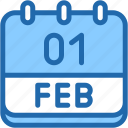 calendar, febraury, one, 1, date, monthly, time, month, schedule