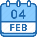 calendar, febraury, four, date, monthly, time, and, month, schedule