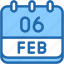 calendar, febraury, six, date, monthly, time, and, month, schedule 