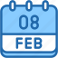 calendar, febraury, eight, date, monthly, time, and, month, schedule 