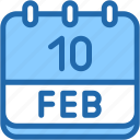 calendar, febraury, ten, date, monthly, time, and, month, schedule
