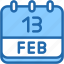 calendar, febraury, thirteen, date, monthly, time, and, month, schedule 