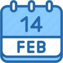 calendar, febraury, fourteen, date, monthly, time, and, month, schedule