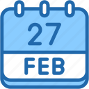 calendar, febraury, twenty, seven, date, monthly, time, and, month, schedule