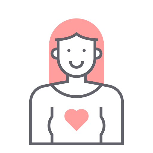 animation icon of a woman wearing a heart shirt