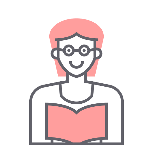 animation icon of a woman reading a book