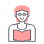 avatar, female, profile, reading, woman 