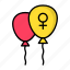 feminism, female, power, woman, sign, balloons 