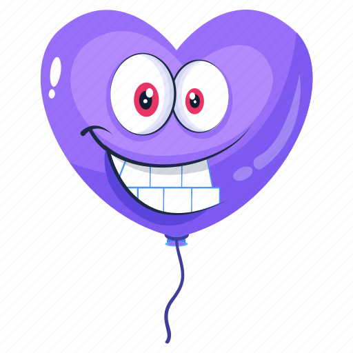 Heart balloon, funny balloon, balloon, helium balloon, smiley balloon icon - Download on Iconfinder
