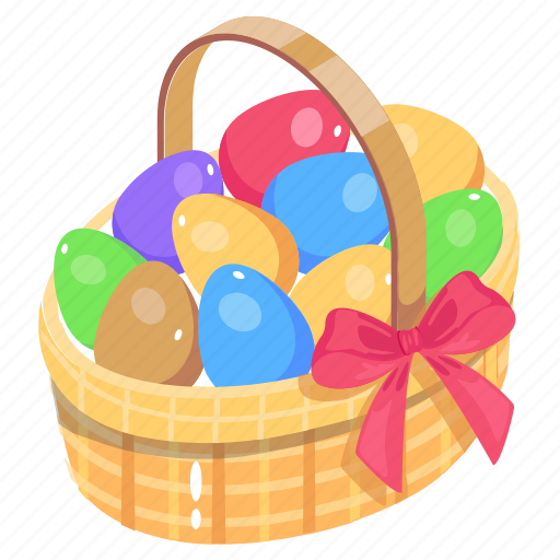 Easter basket, easter bucket, easter gift, easter eggs, painted eggs icon - Download on Iconfinder
