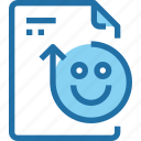 document, emotion, face, file, happy, paper, rating 