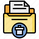 document, files, folders, paper, sheet, text, trash