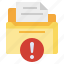 document, files, folders, paper, sheet, text, warning 