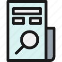 daily, glass, isometric, magnifying, news, newspaper 