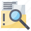 file, folder, glass, magnifying, search, storage 