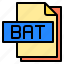 bat, computer, document, extension, file, file type, monitor 