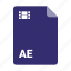ae, extension, file, format 
