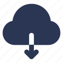 solid, cloud, download, cloud download, save, data icon