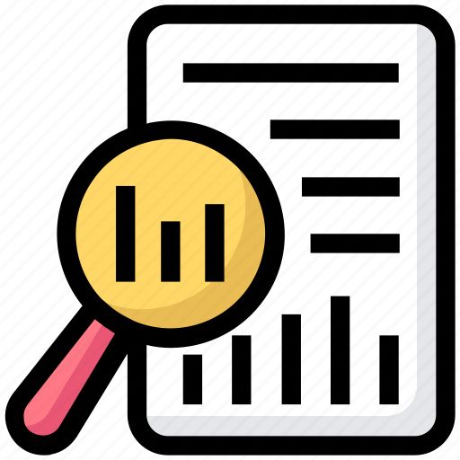 Chart, file, magnify glass, report, searching icon - Download on Iconfinder