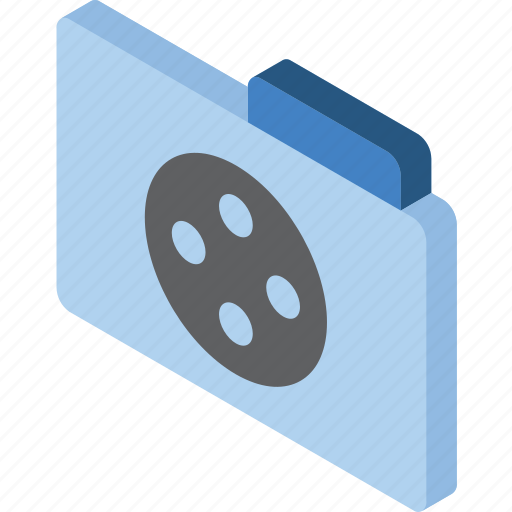 File, folder, iso, isometric, movie icon - Download on Iconfinder