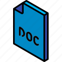 doc, file, folder, iso, isometric, word