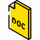 doc, file, folder, iso, isometric, word