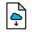 document, file, format, arrow, cloud, download 