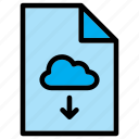cloud, document, download, extension, file, save, guardar