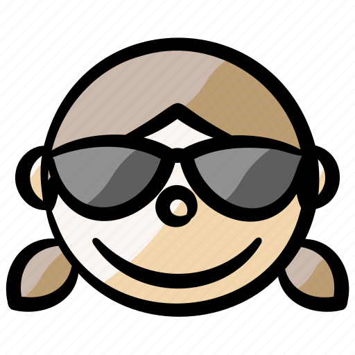 Girl, face, sunglasses, glasses, cool, emoticon icon - Download on Iconfinder