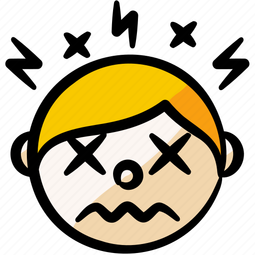 Boy, face, dizzy, headache, hurt, feeling icon - Download on Iconfinder
