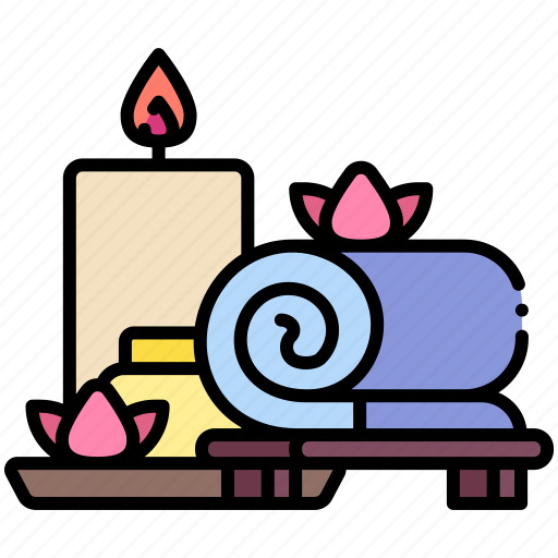 Spa, massage, aromatherapy, candle, towel icon - Download on Iconfinder