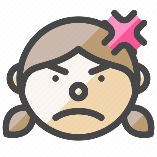 Girl, face, angry, anger, rage, emoji icon - Download on Iconfinder