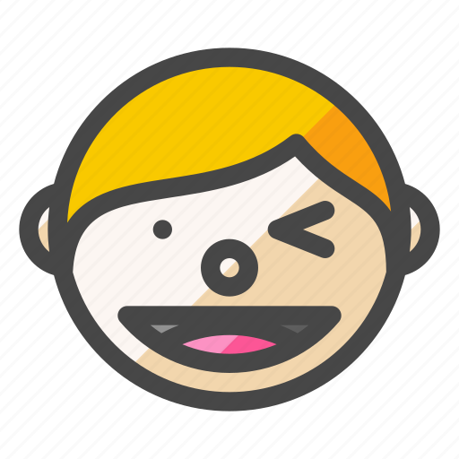 Boy, face, wink, winking, sign, flirt icon - Download on Iconfinder