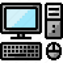 computer set, computer, desktop, monitor, keyboard, mouse, peripherals